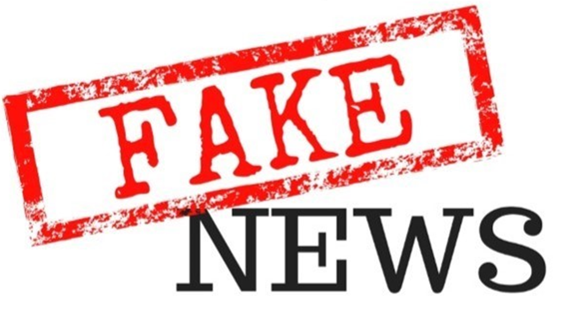 Texto que dice 'FAKE NEWS' con un diseño gráfico que destaca la palabra 'FAKE' en rojo sobre un fondo blanco.