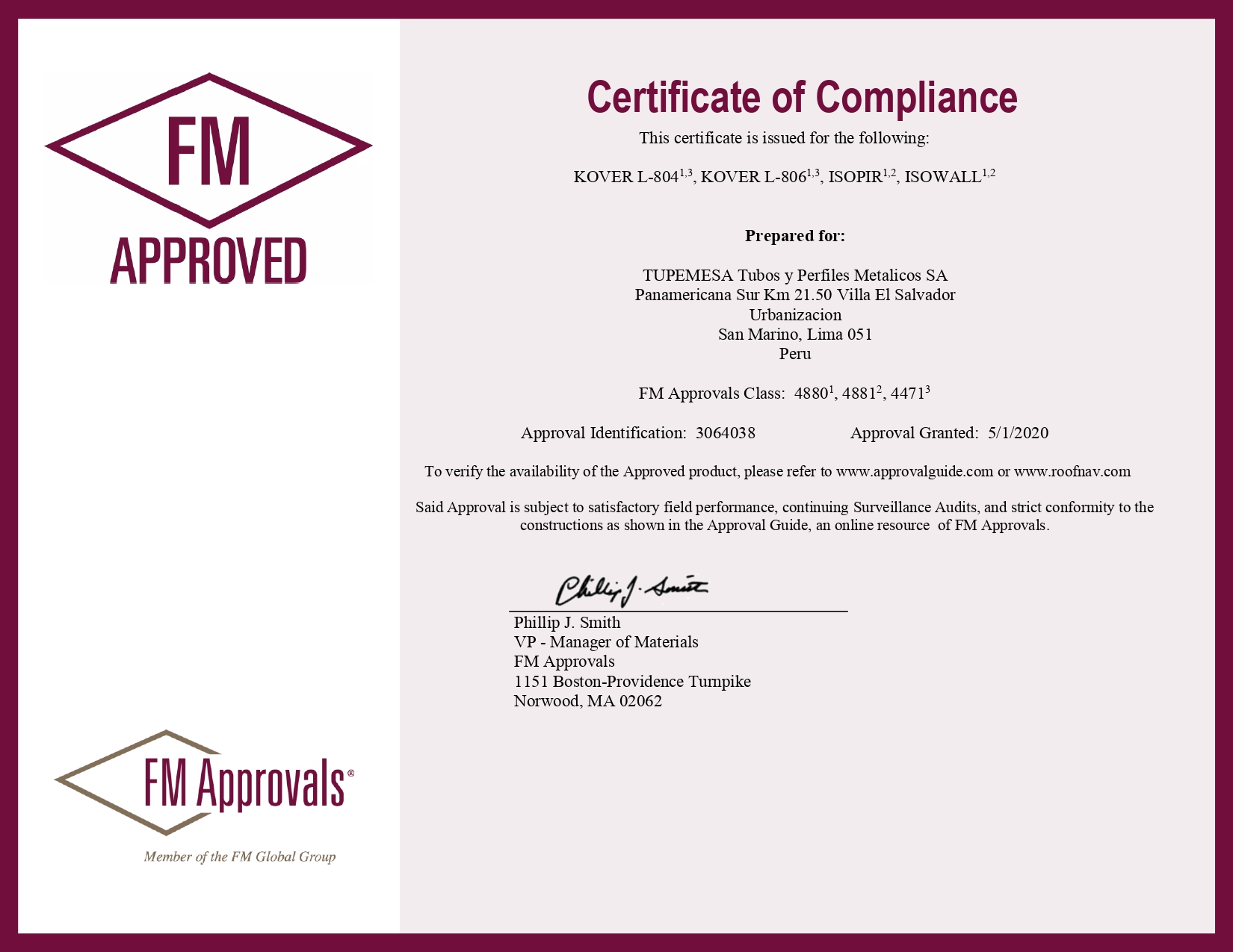 Certificación Tupemesa
